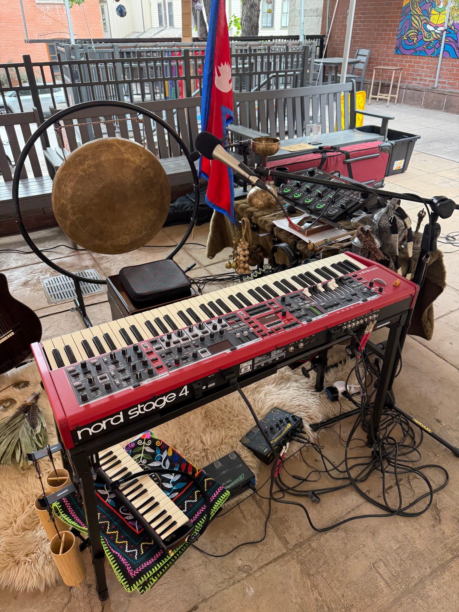 Outdoor setup — Nord and gong
